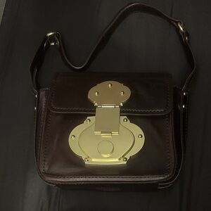 Cynthia Rowley Dark Brown Shoulder Bag with Gold Hardware
